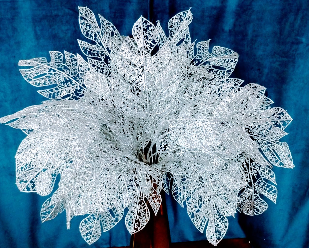 24″ Glitter Leaf Pick Stems Lot of 10 Artificial Floral Holiday Craft Decor