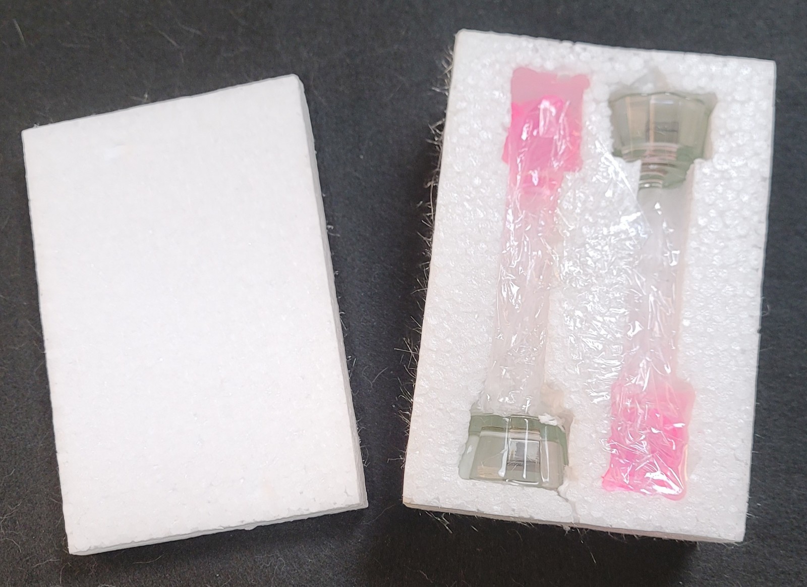 New, glass, pink rose, color changing sculpture.