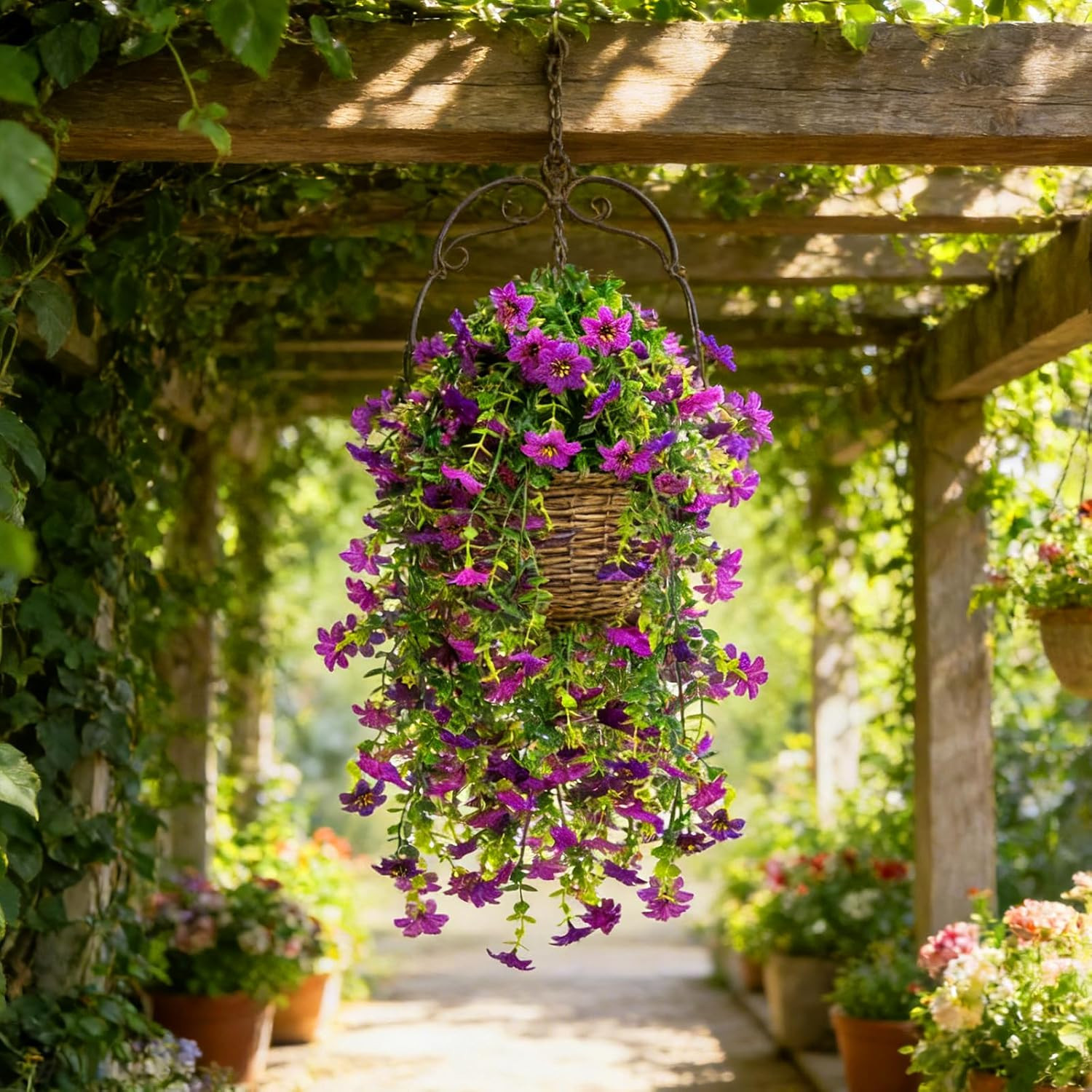 6 Pcs 30.3Inch Artificial Hanging Flowers Plants for Outdoor Faux Hanging Daisy