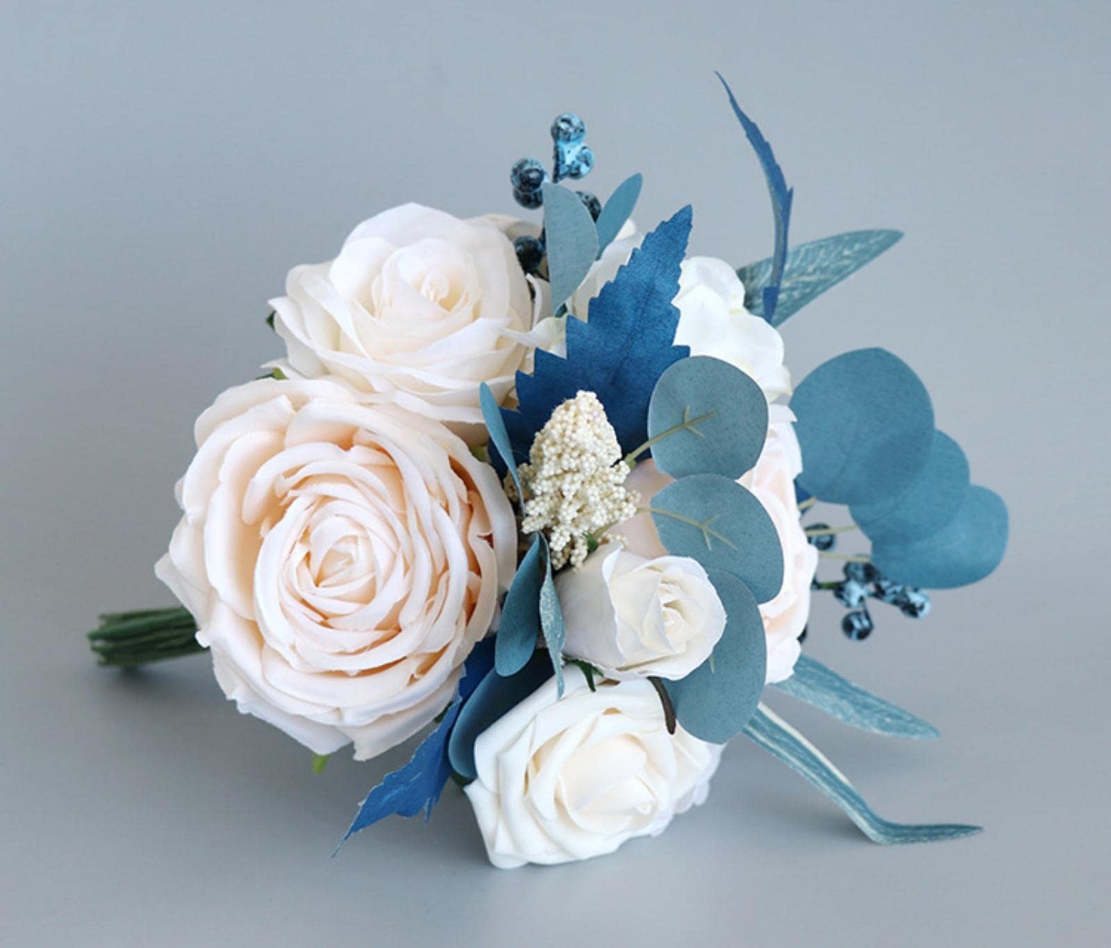 Wedding Bouquets For Bride Bridesmaid Artificial Dusty Blue Flowers Romantic Wed