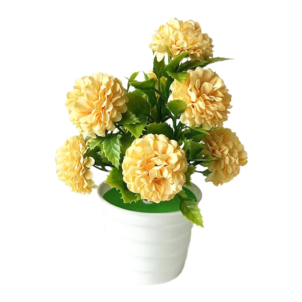 Realistic 8-Bloom Artificial Hydrangea in Compact White Pot for Desk or Shelf
