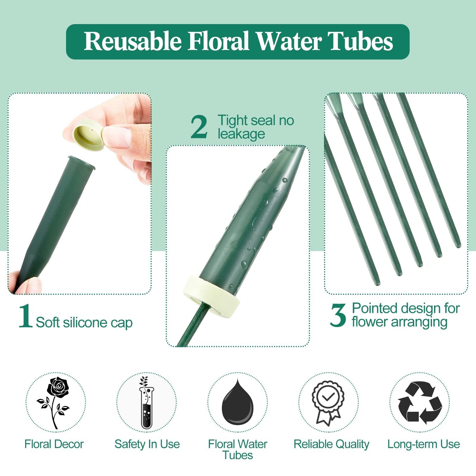 72 Pack 12&6 Inch Stem Water Tubes w/ Caps, Vials for Floral Arrangement