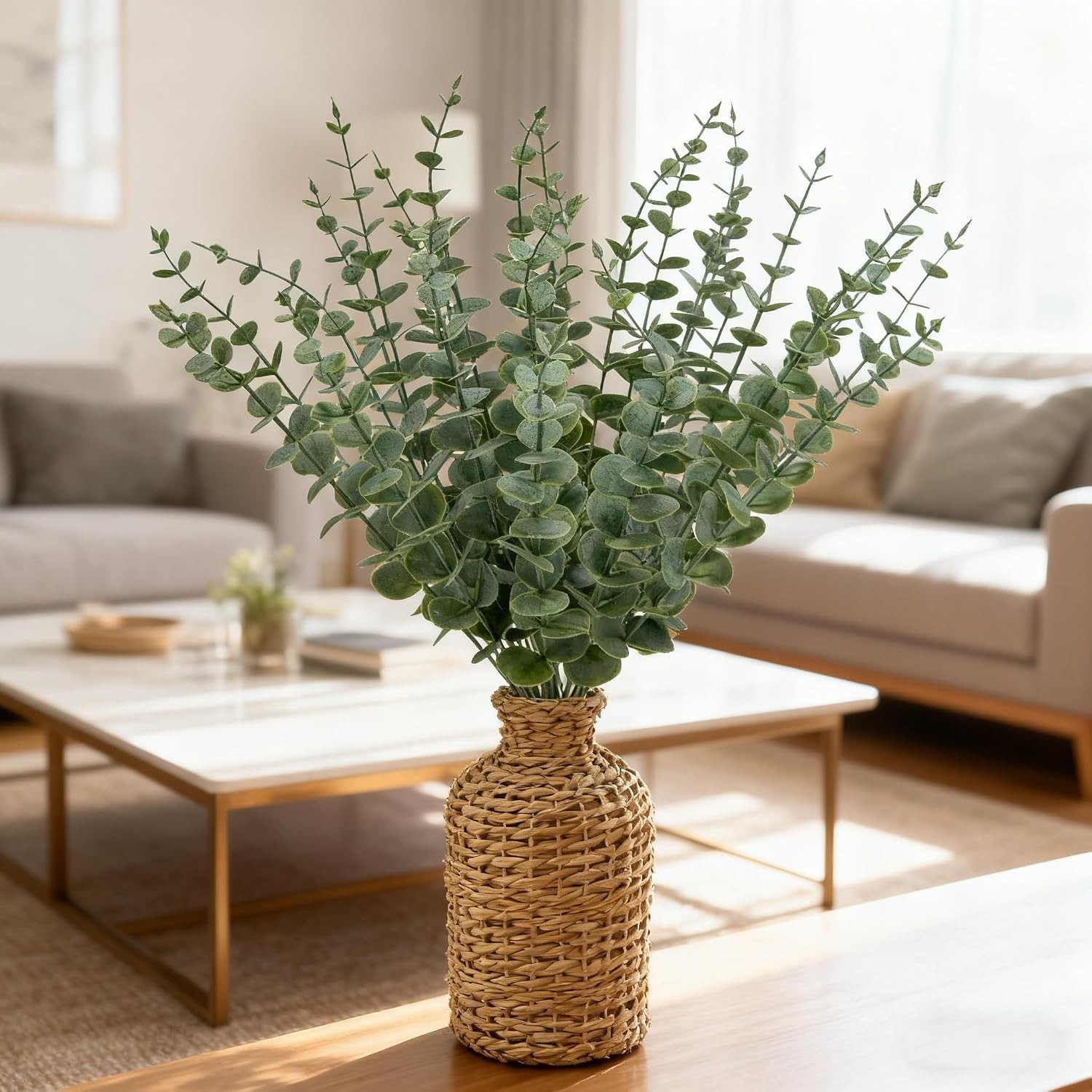 25Pcs Artificial Eucalyptus Stems, Realistic Fake Eucalyptus Branches for Hom…