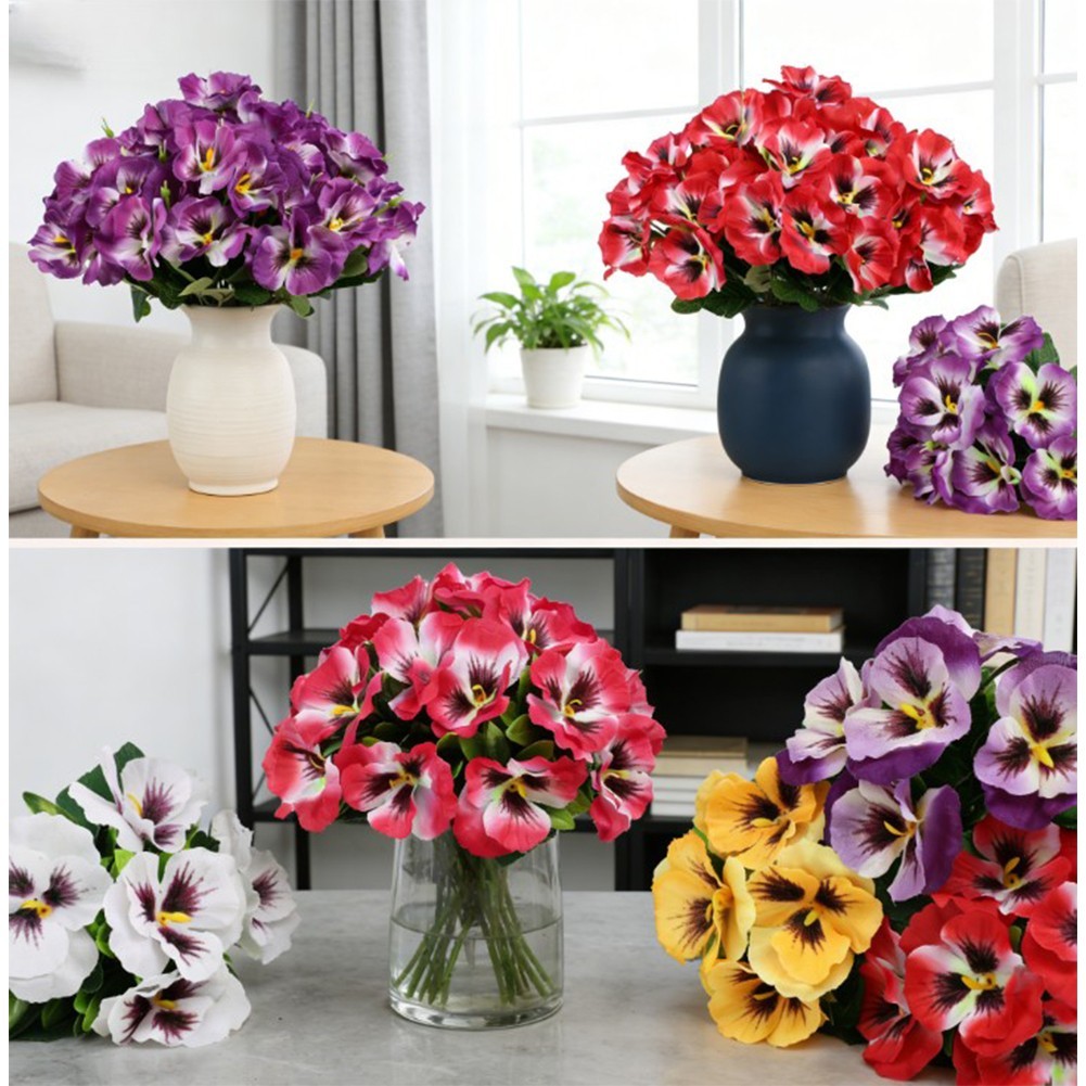 4PCS Vibrant Artificial Pansy Flowers: Lifelike Silk Decor For Any Occasion! New