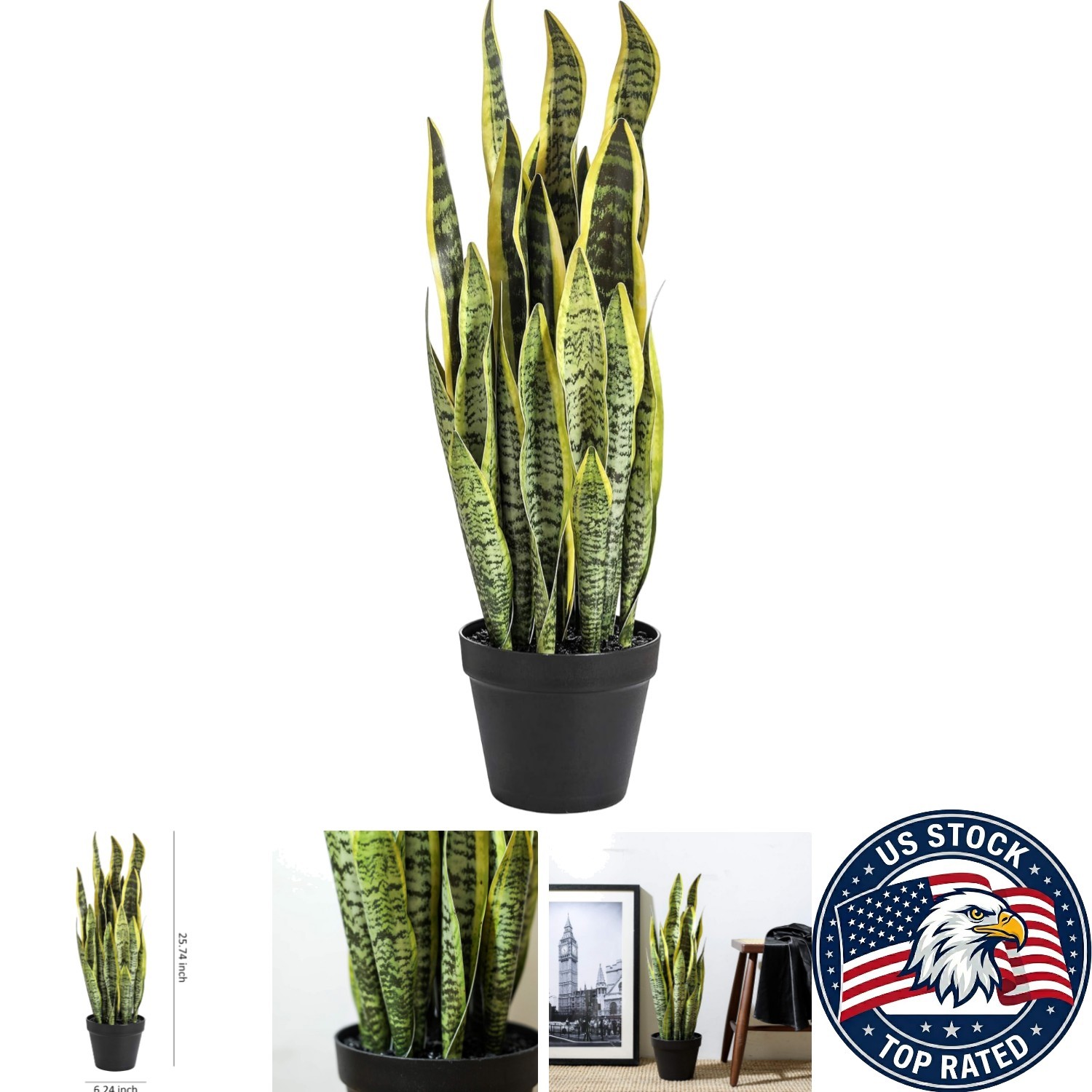 Stylish 26-Inch Artificial Snake Plant – Handmade Quality for Elegant Spaces