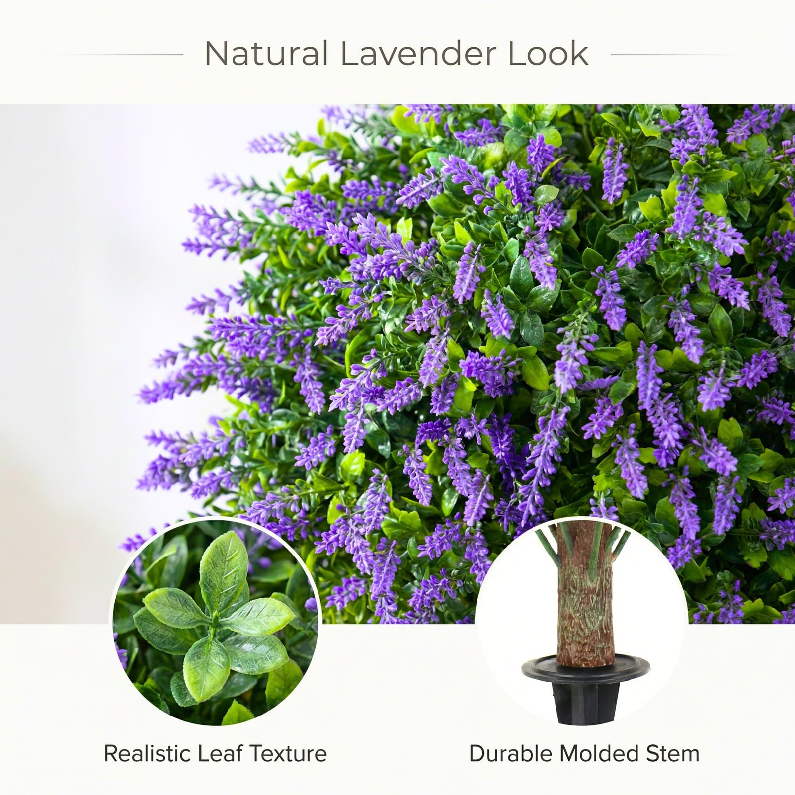 Artificial Boxwood Topiary Balls with Lavender – 24″ Set of 2 Faux Shrub Bush…