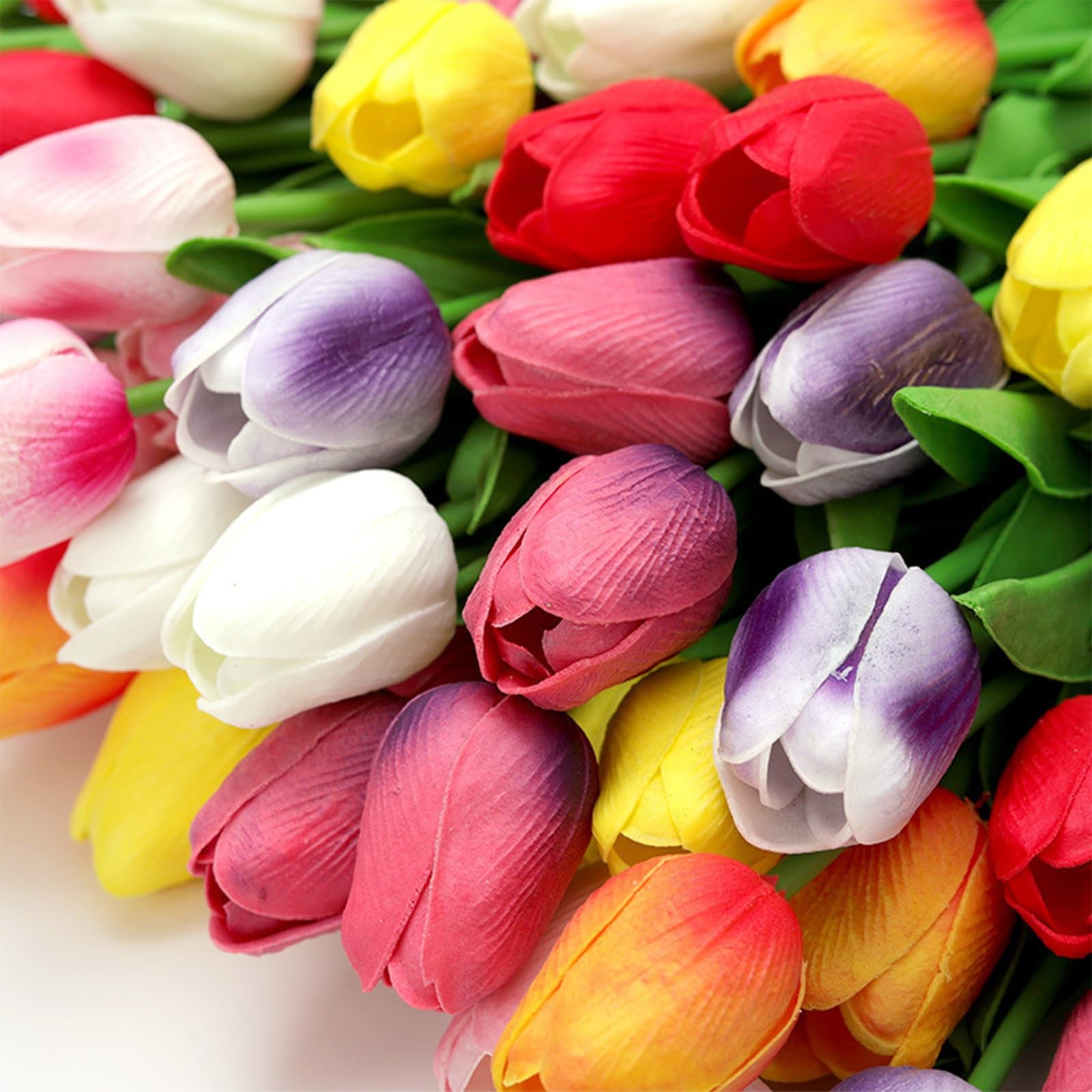 Artificial Tulips 15 PCS 14″ Real Touch Silk Flowers Assorted Colors