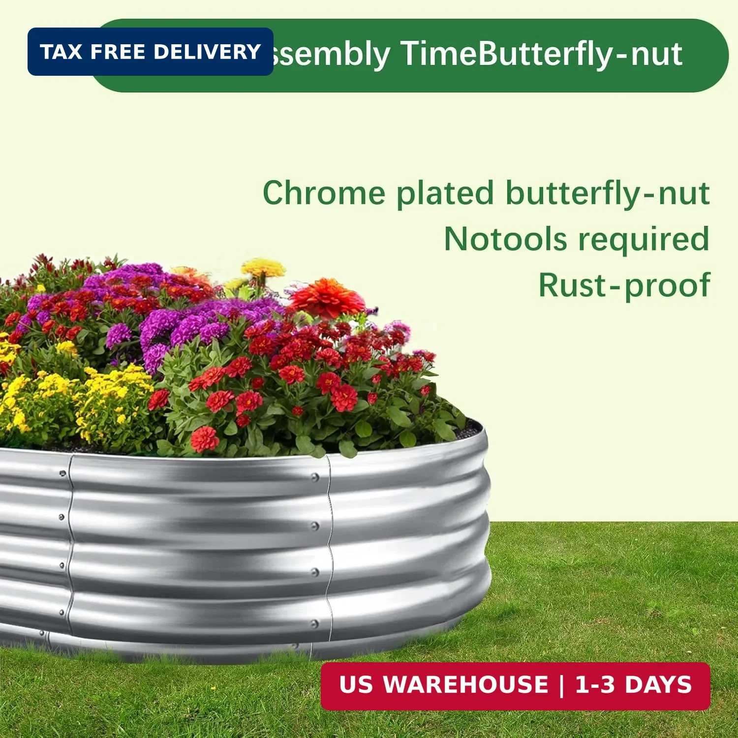 Galvanized Garden Bed kit for Vegetables/Herbs/Flowers (4X2X1)