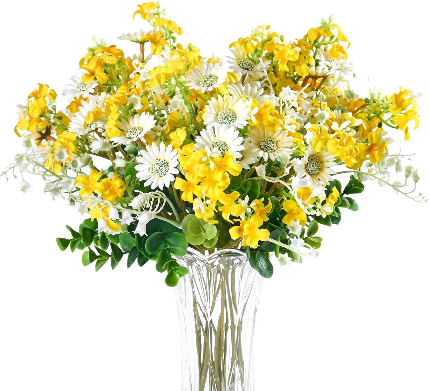 Artificial Daisies Lilac Wildflowers Yellow and White Artificial Flowers,12pcs S