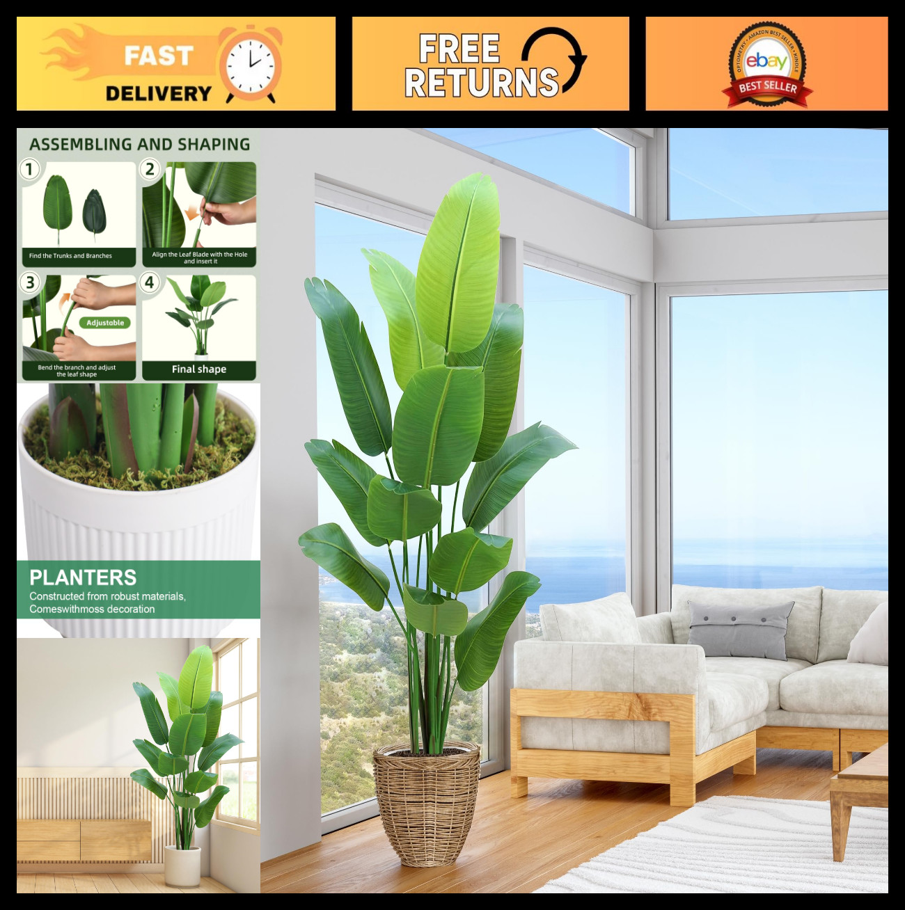 6FT Artificial Bird of Paradise Plant – Tall Faux Silk Indoor Floor Decor for Ho