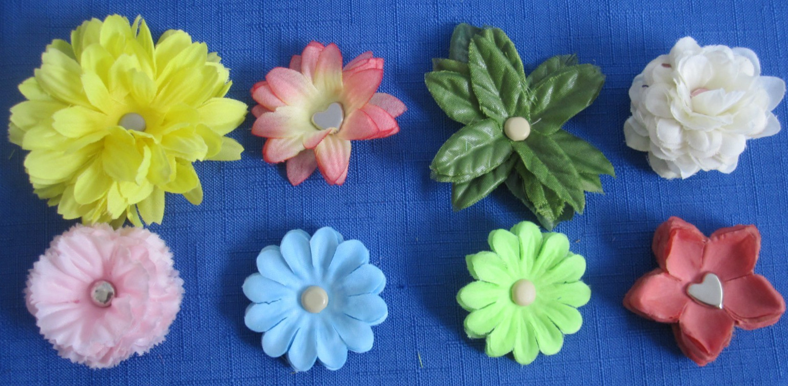 #4 Lot-49 Medium Layers Used Silk Flower Petals .75-3.5″ Brads Multiple Colors