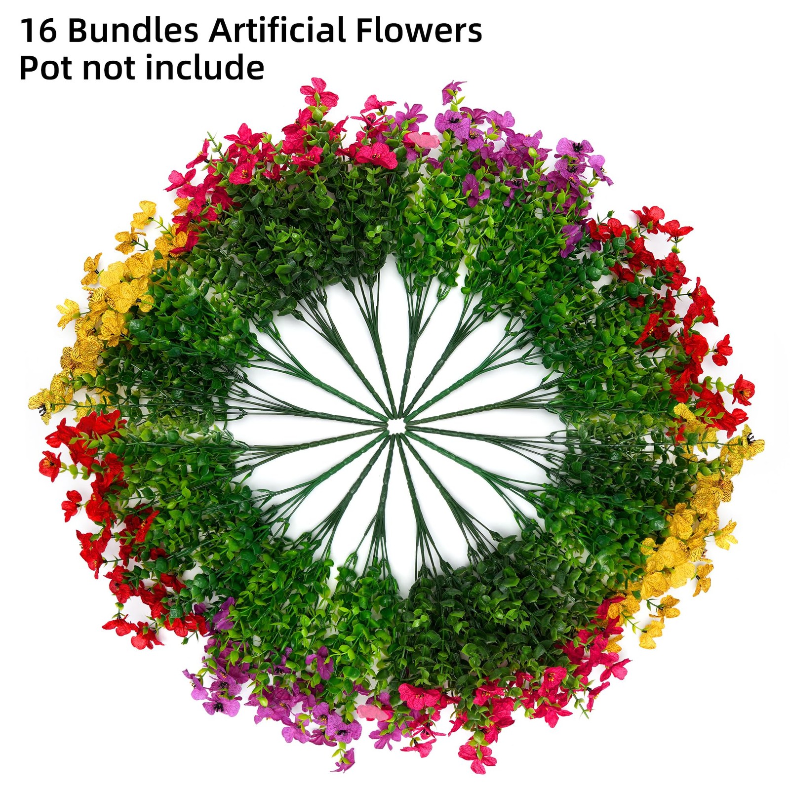 Artificial Flowers for Outdoors, UV Resistant Fake Silk Flowers