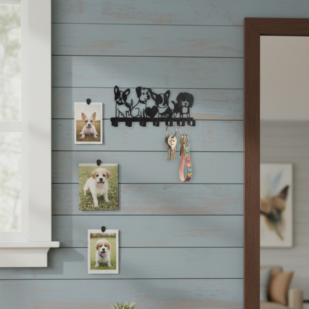 Cartoon Dogs Metal Wall Hook – Rustproof Modern Living Room Bedroom Decor 1PC