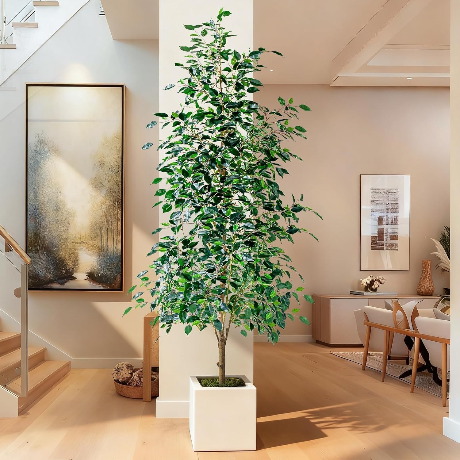 Artificial Ficus Tree 6FT Indoor Faux Tree with Pot Real Looking Green Decor