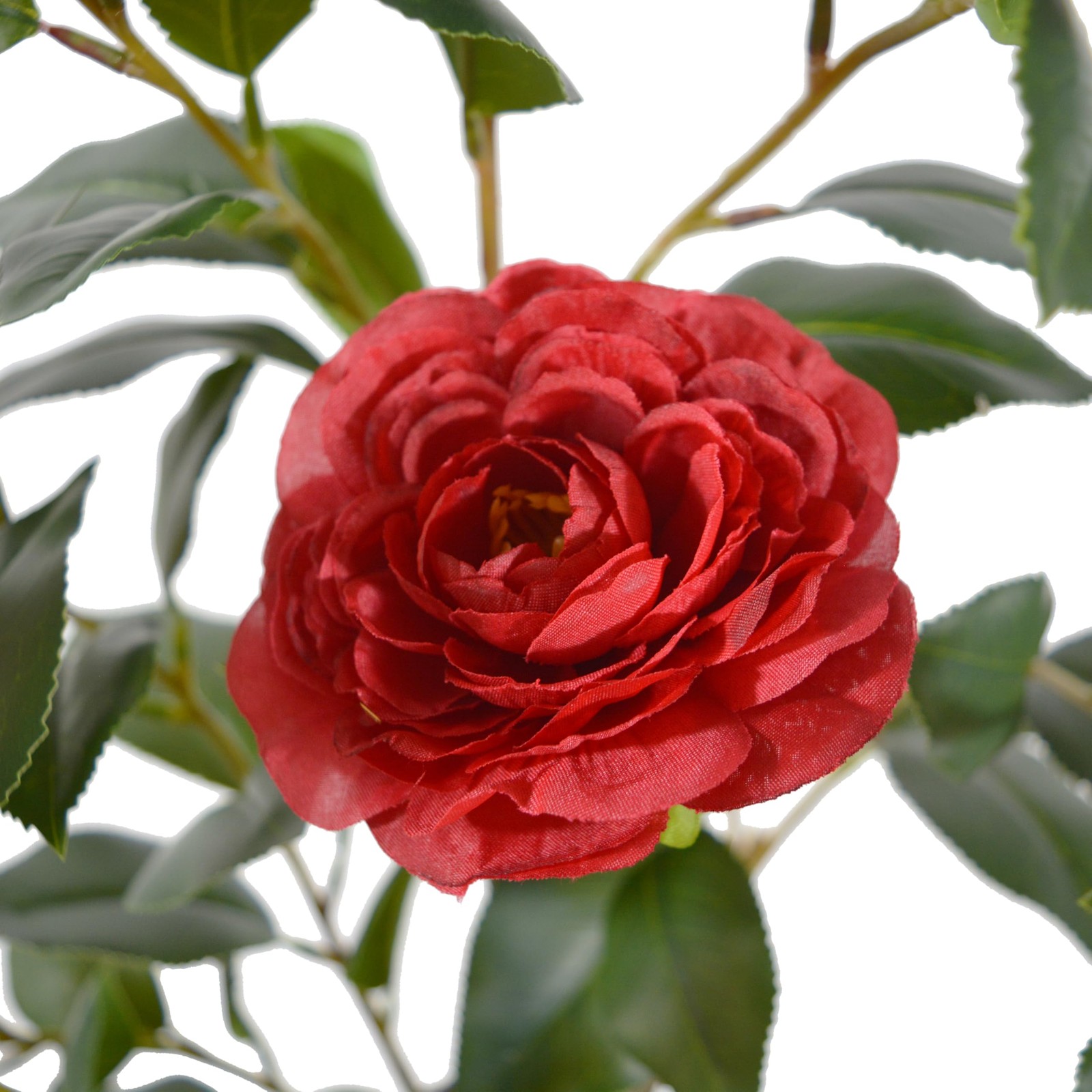 Warmplants Artificial Camellia Tree 3ft, Fake Plant in White Pot, Red