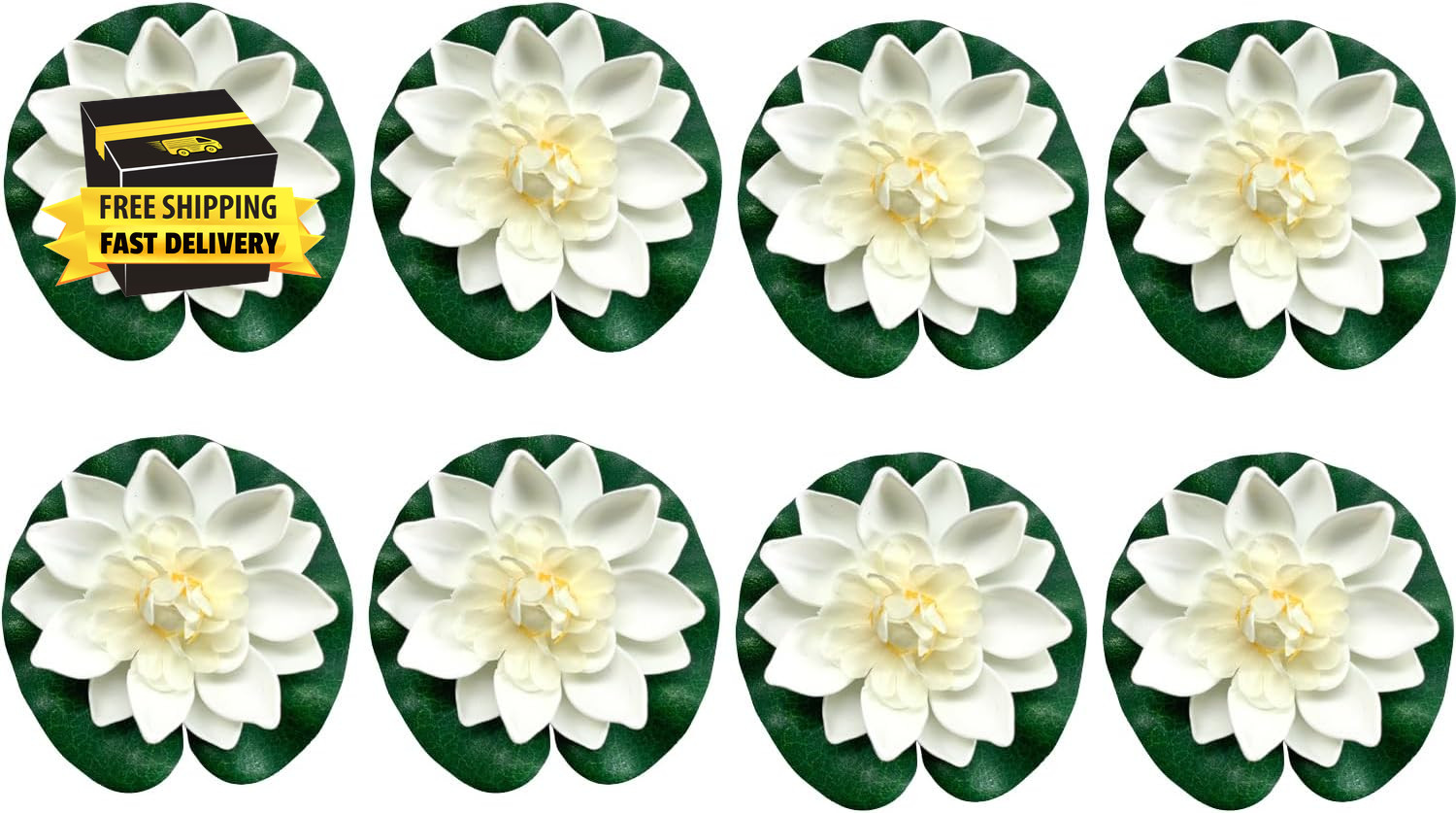 8 Pack Artificial Floating Foam Lotus Flowers with Artificial Lotus Leaves, Lily