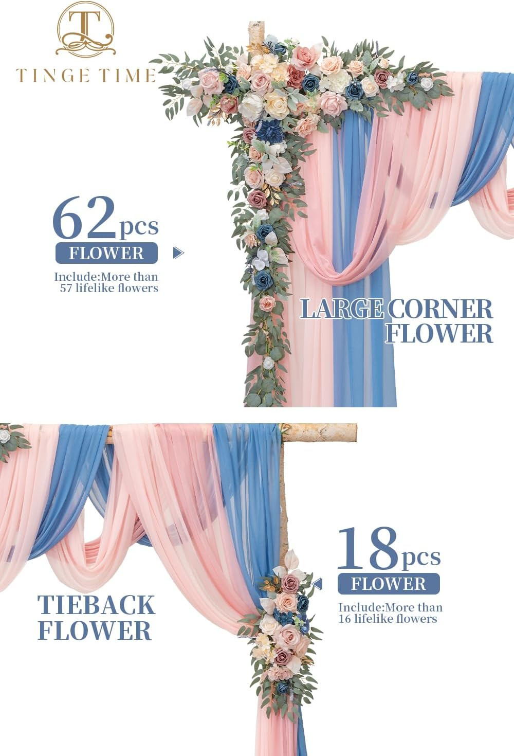 Artificial Arch Flowers Kit – 5 Silk Floral Arrangements for Weddings & Events