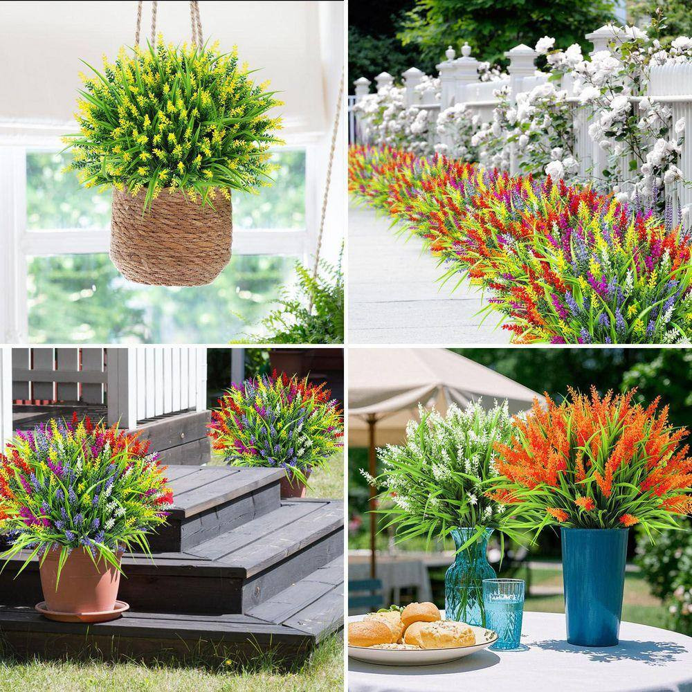 13.8 In. 24-Bundles Multi-Colored Artificial Flowers, Fake Lavender Flowers Monk