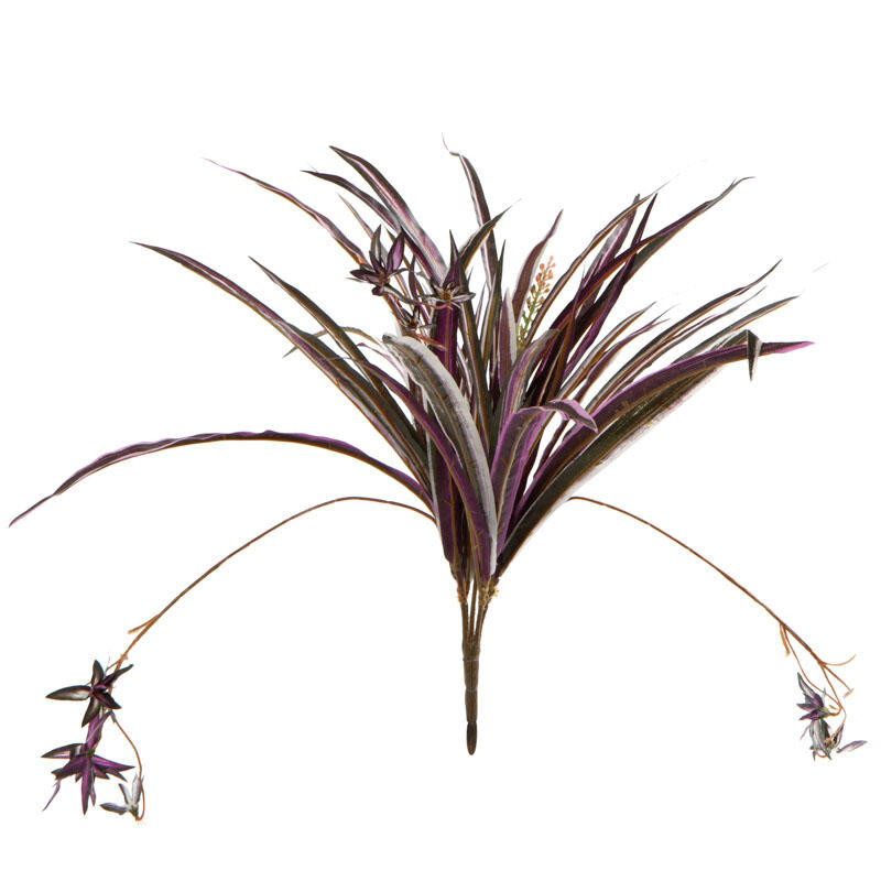 Lot of 2 Green and Purple Artificial Spider Plant 18″ Bushes