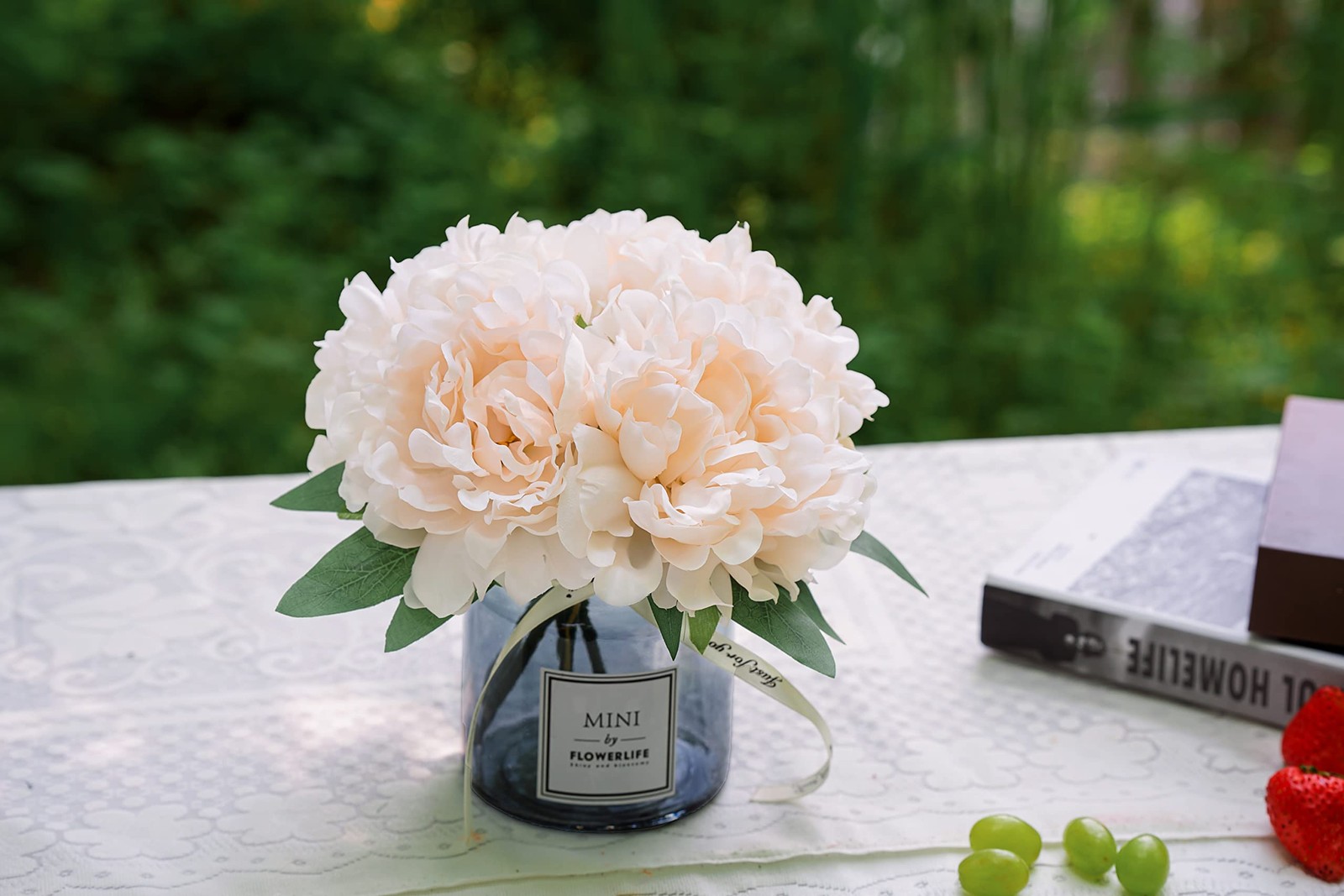 Artificial Flower and Glass vase, Isn Style Artificial Rust Ball Glass Bottle