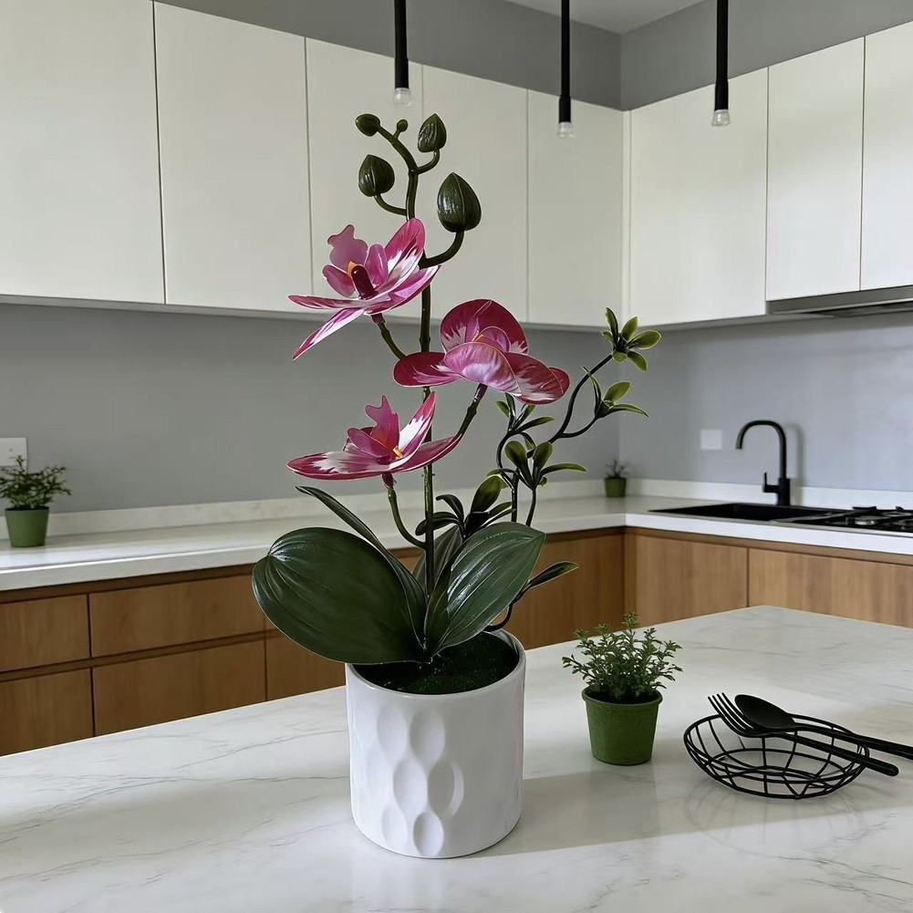 Realistic Fake Butterfly Orchid Plant in Pot for Indoor Office Home Decor