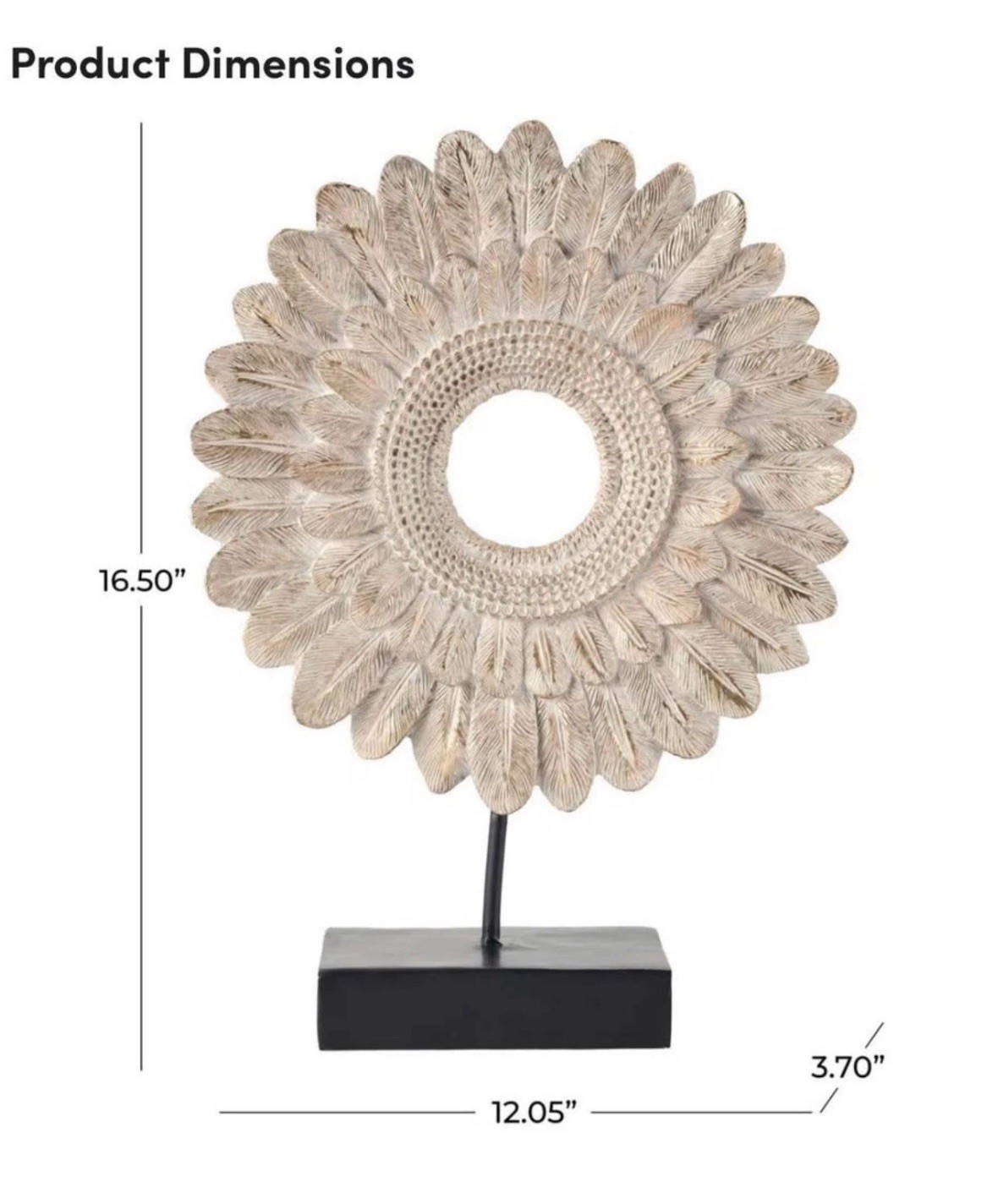 Boho Resin Bird Feather Ring On Wood Stand Cream