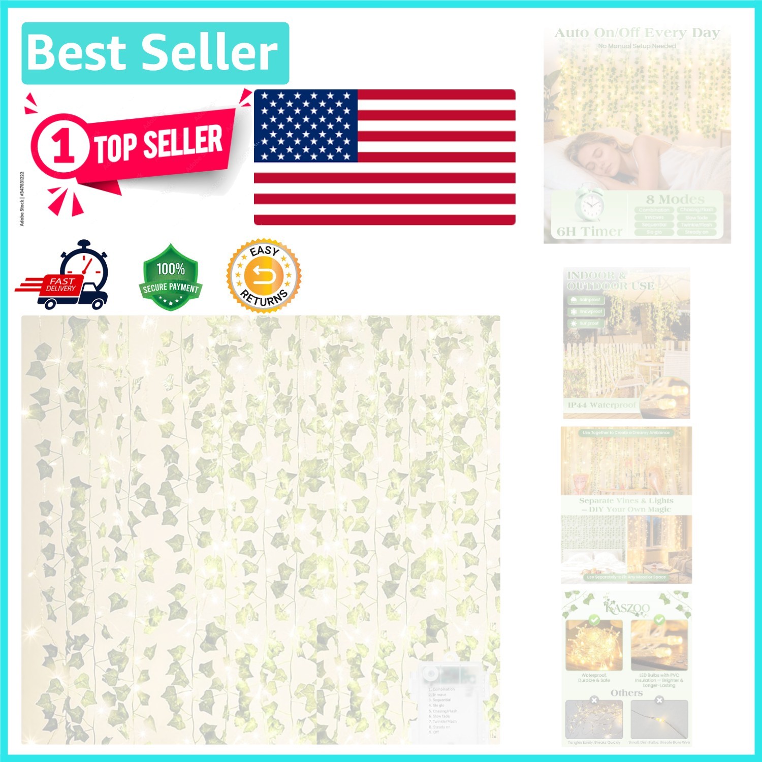 Energy Efficient 84Ft Ivy Garland with 80 LEDs – Waterproof Party Decoration
