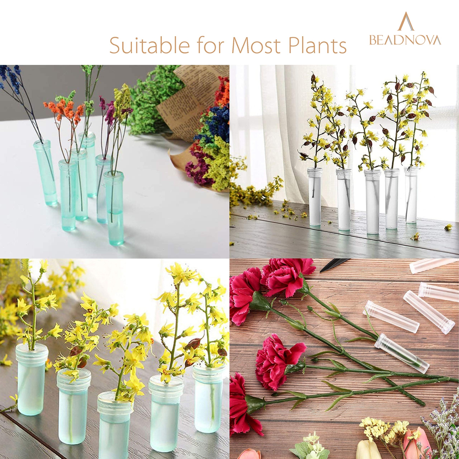 20 Pcs 2.8 Inch Floral Water Tubes Clear Flower Vials for Flower Arrangement