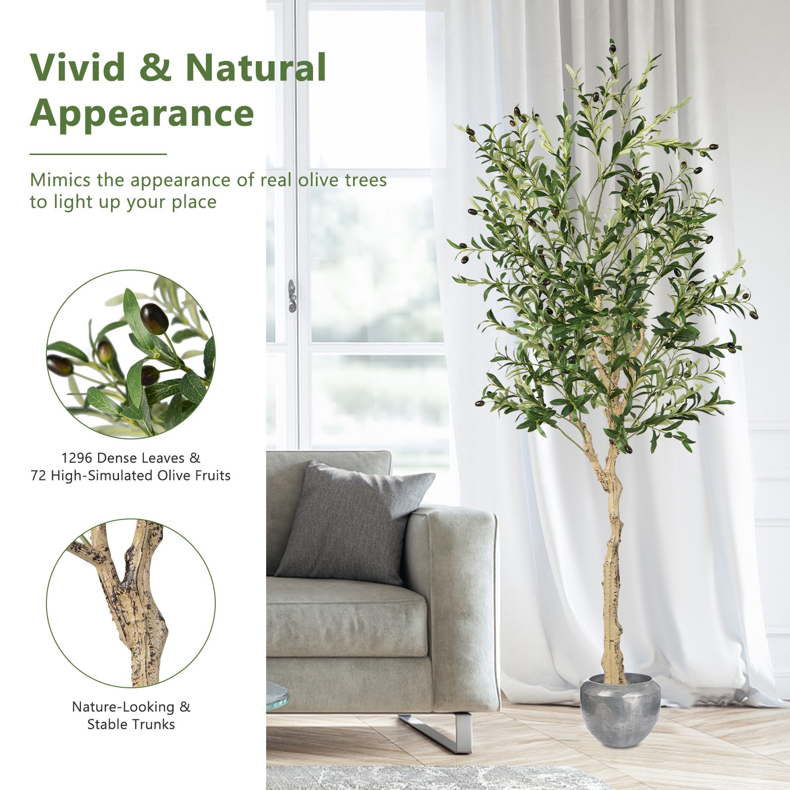 RENATONE 2-Pack Artificial Olive Tree 6 FT Tall Faux Olive Plants