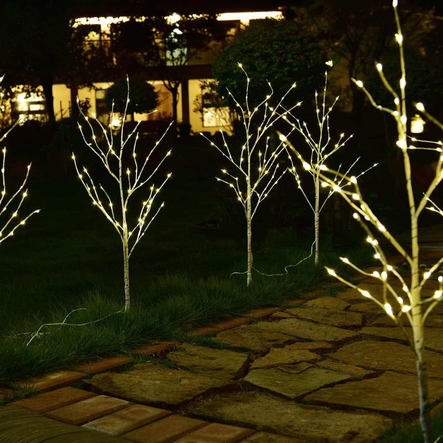 Lighted 32IN Artificial Twig Birch Tree Branch with 120 Fairy LED Lights Battery