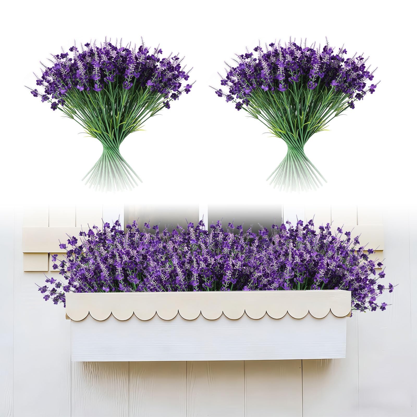 Fake Lavender Flowers, Faux Lavender Stems UV Resistant Fake Plants, Realisti…