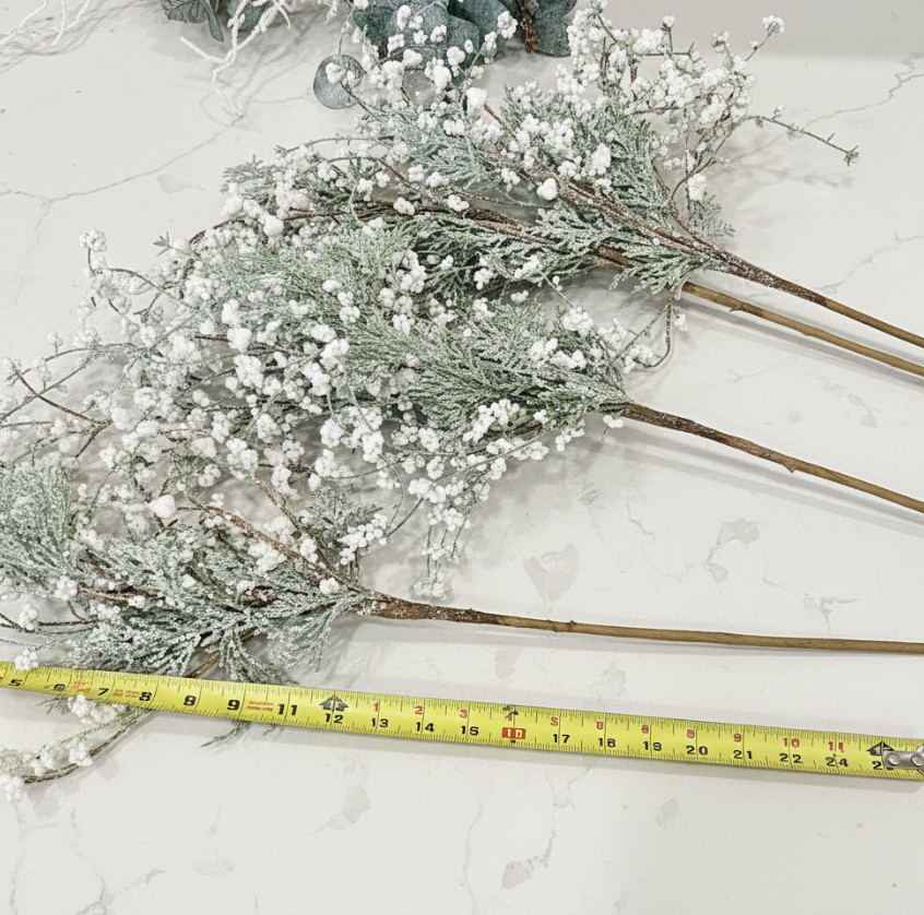 Bundle of 4 Frosted Cedar White Berry Sprays Heavy Glitter Christmas Winter 24″H