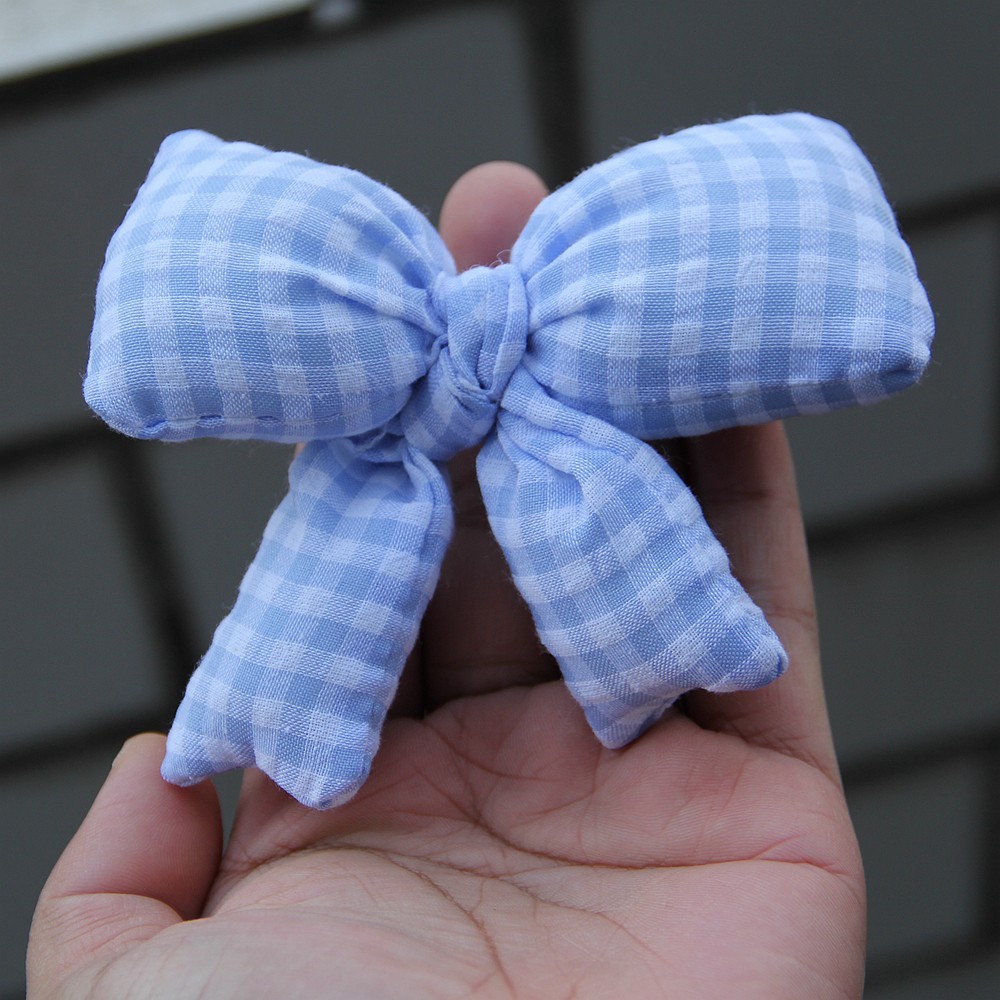 11cm 4.33inch Double Layer Checkered Pattern Butterfly Knot DIY Handmade