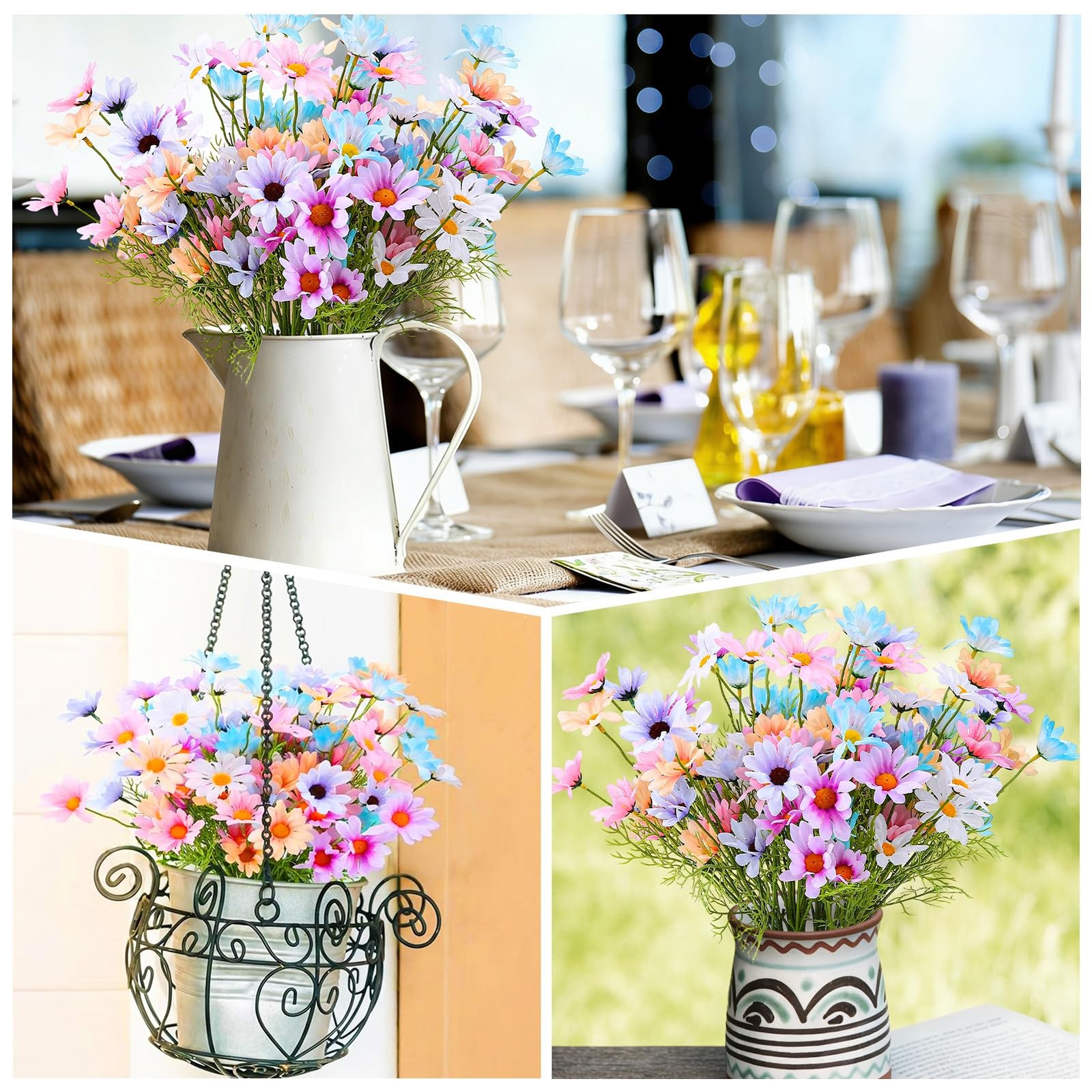 24 Bundles Artificial Daisy Flowers Fake Daisies UV Resistant Outdoor Indoor …