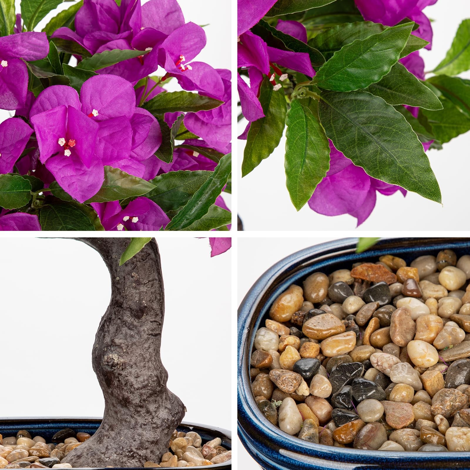 18.5″ Purple Bougainvillea Bonsai Tree in Blue Pot for Home Décor