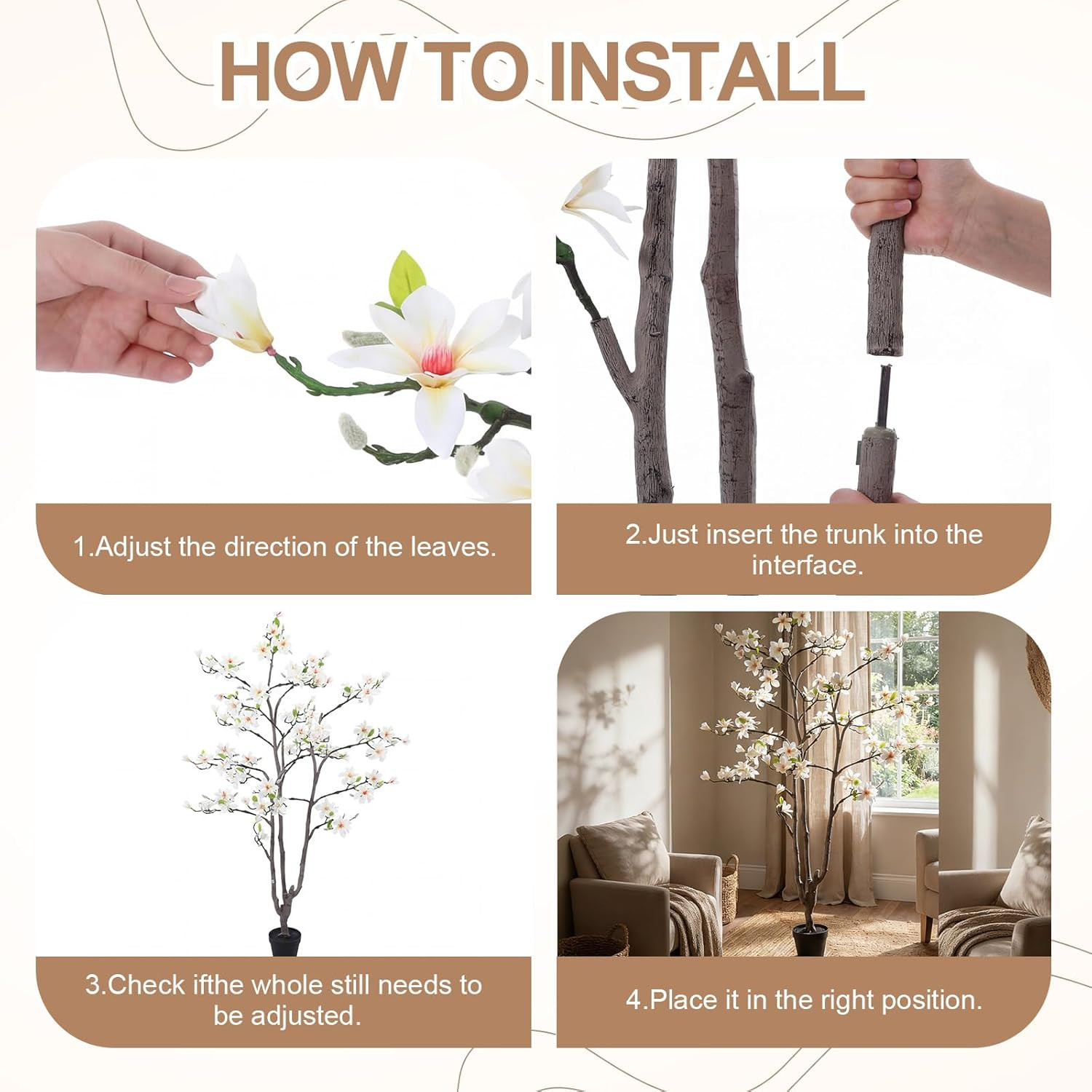 6FT Realistic Artificial Magnolia Tree with Pot for Indoor/Outdoor Decor