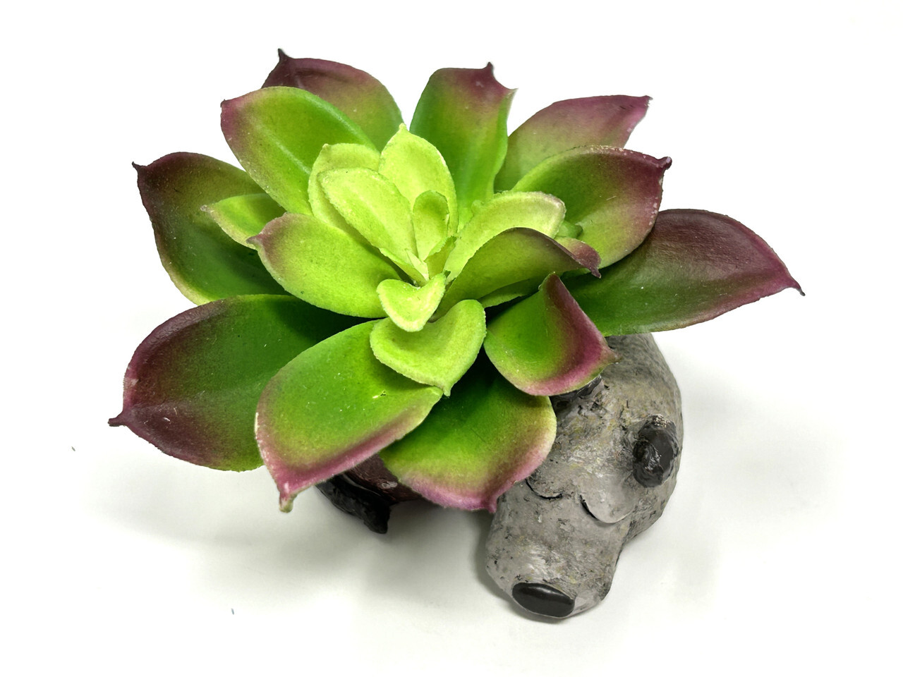 2″ Baby SLEEPING DOG Blob House Mini pot WITH faux PLANT as shown