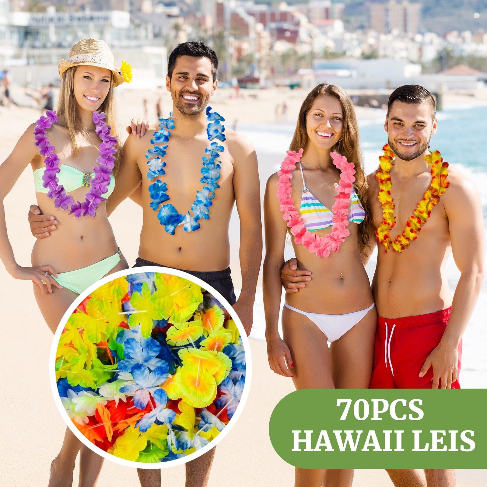 Hawaiian Leis Bulk Luau Party Birthday Decoration Flower Necklace 60 PCS