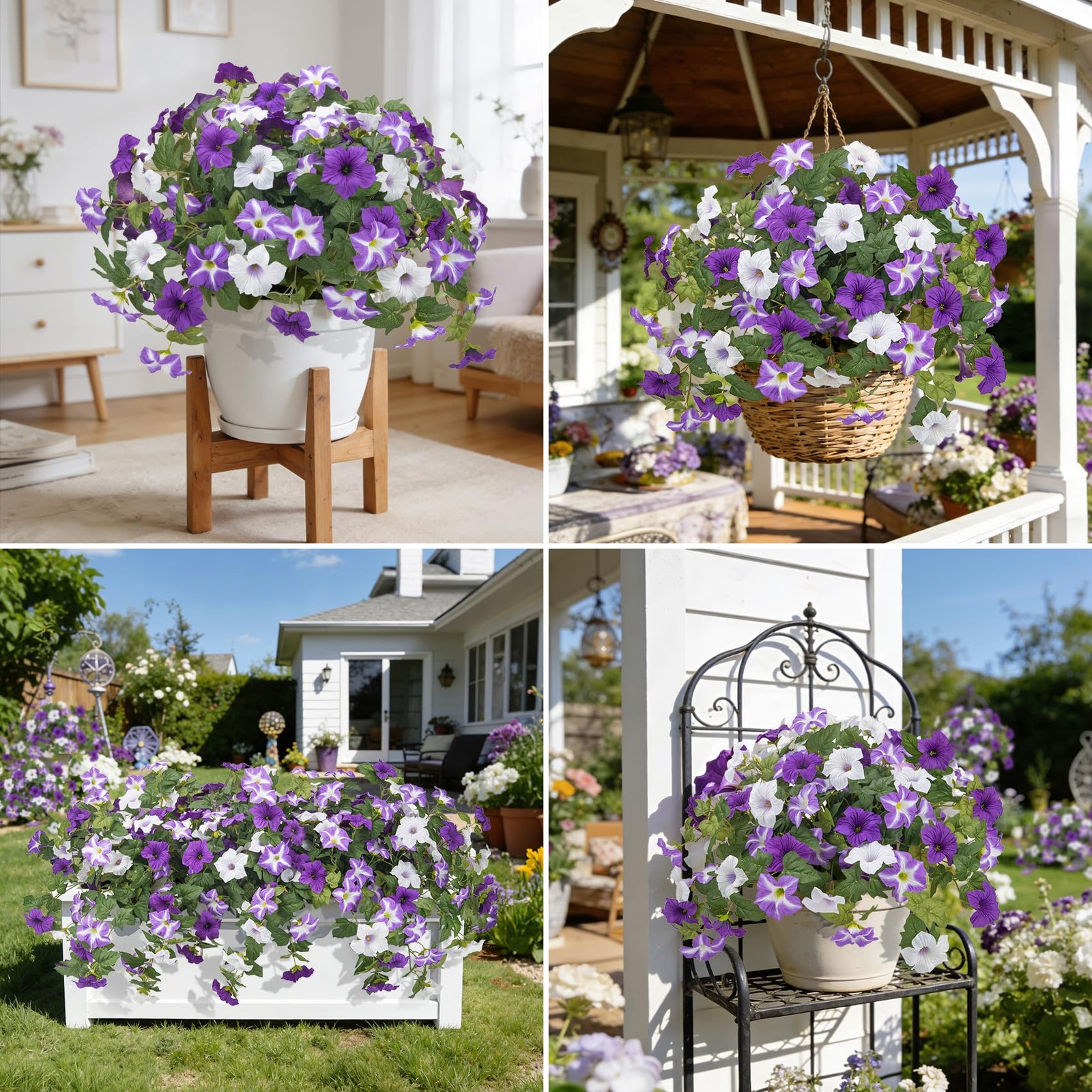 Ouddy Decor 3 Pcs Artificial Flowers for Outdoors Decorations, Fake Silk Petu…