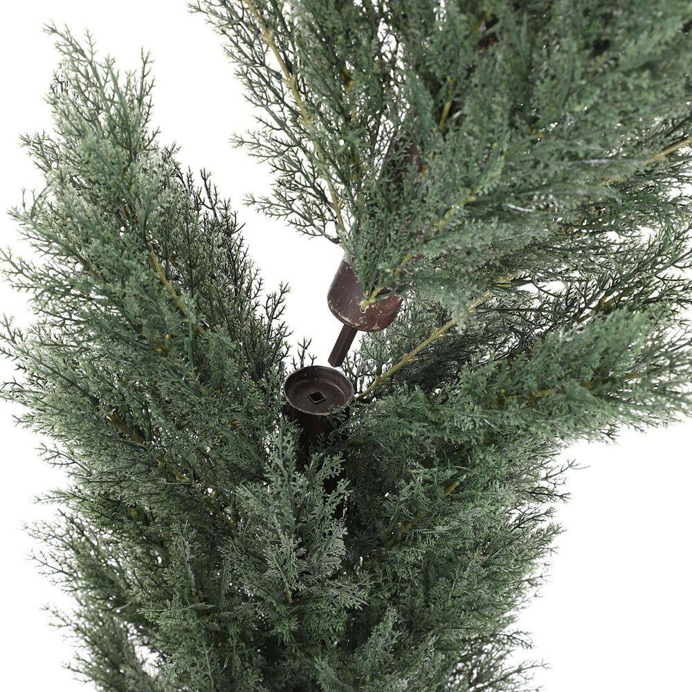 2-Piece 59 In. Artificial Cedar Tree Monochrome Pines in Pot for Garden