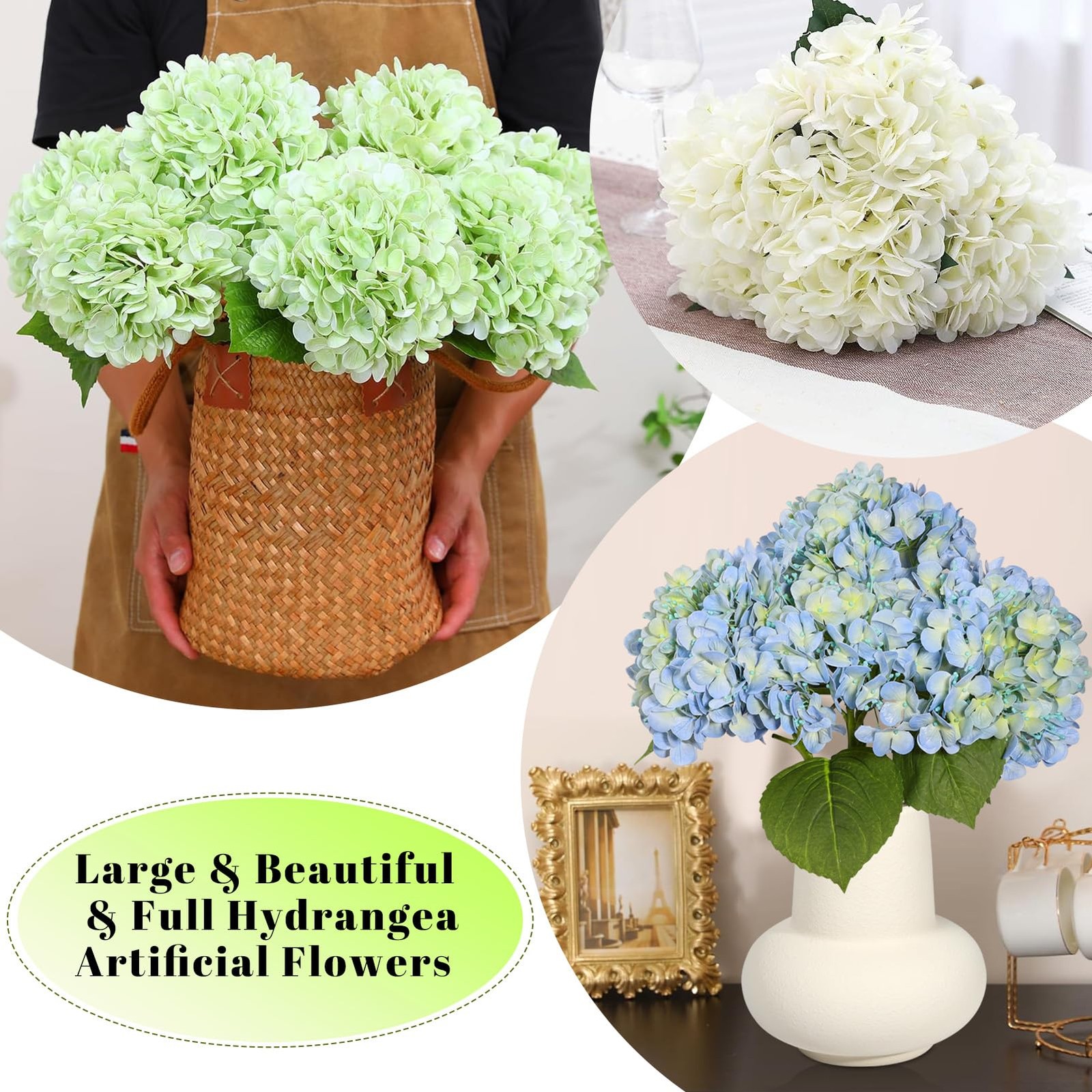 Hydrangea Artificial Flowers 4 Pcs 20″ Magenta Latex Real Touch Hydrangea Flo…