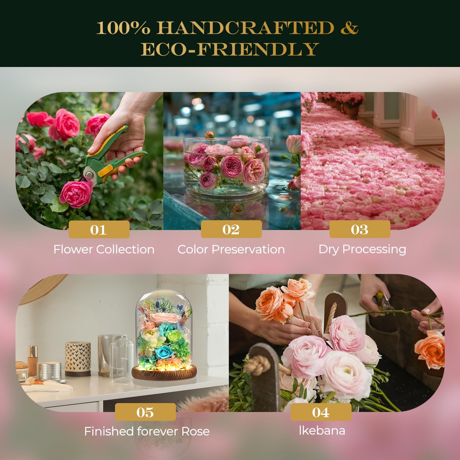 Laladeyek Preserved Real Roses with LED Light in Glass Dome, Perfect LongLast…