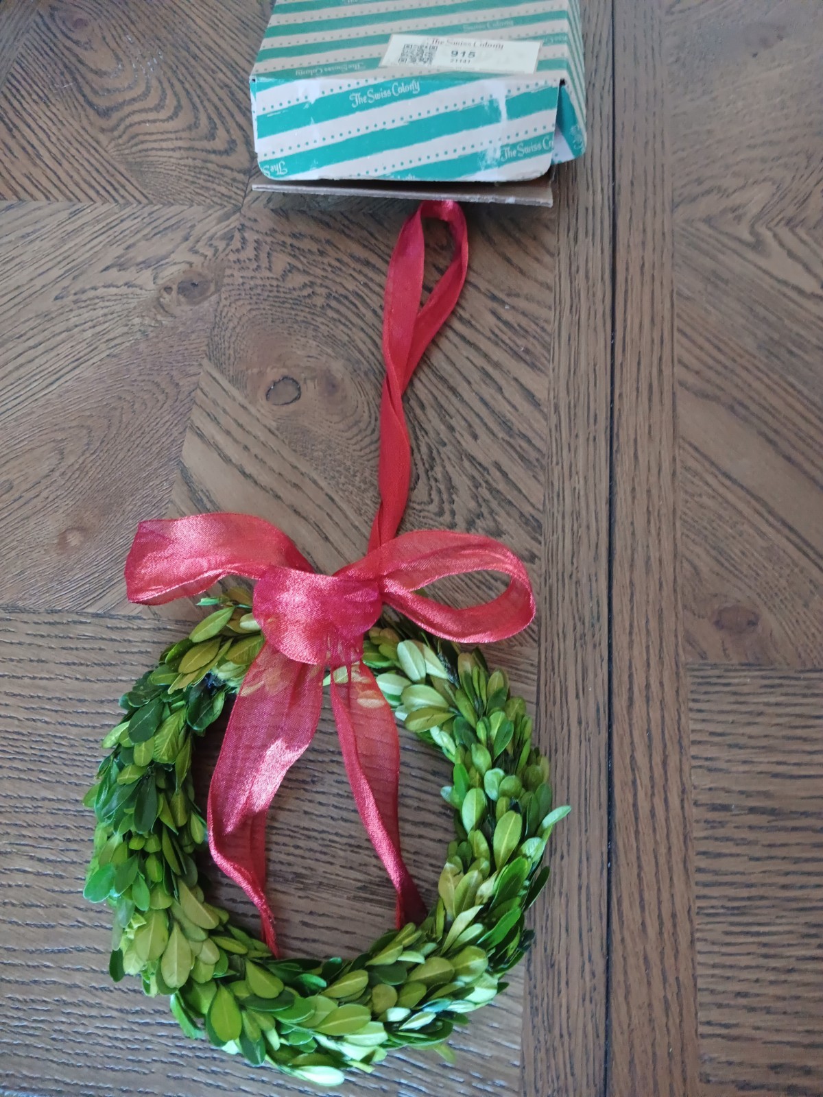Preserved Boxwood Wreath 7″ Swiss Colony Box RARE