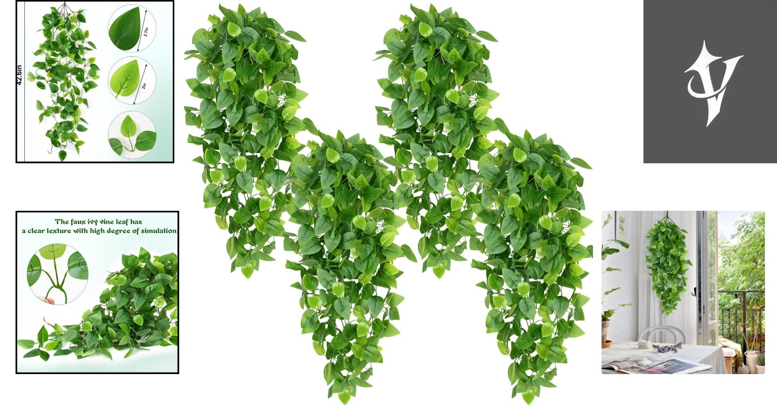 Versatile 4pcs Artificial Hanging Vines – Perfect for Home or Office Aesthetics