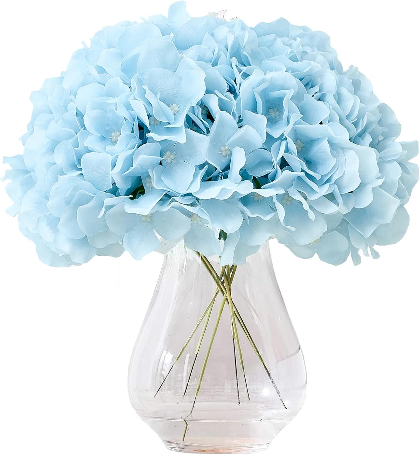 10Pcs Artificial Hydrangea Flowers Blush Heads Fake Hydrangea Silk Flowers