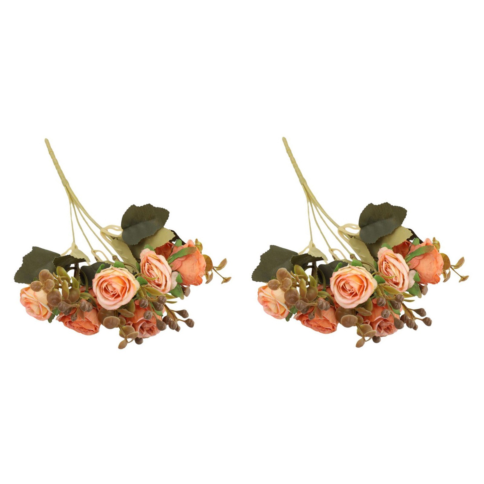 Set of 2 Artificial Roses in Vase for Elegant Home and Office Decoration