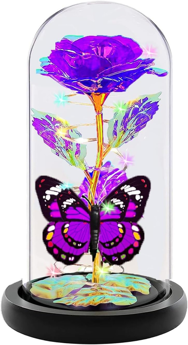 Gifts for Women, Birthday Gifts for Women, Purple Flowers Galaxy Crystal Light u