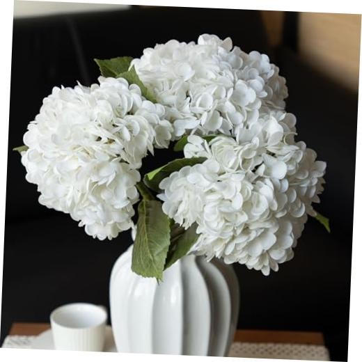 22″ Real Soft Touch Hydrangea Artificial Flowers Realistic,Large 3Pcs White