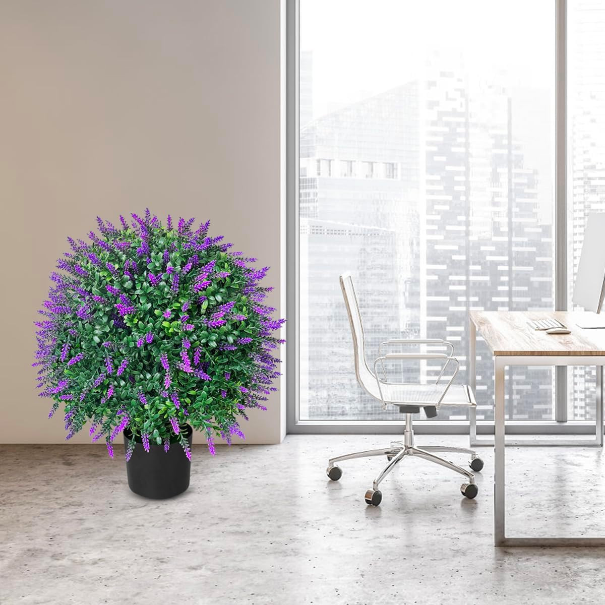 Set of 2 Tall Lavender Topiary Ball Trees – UV Resistant Potted Plants