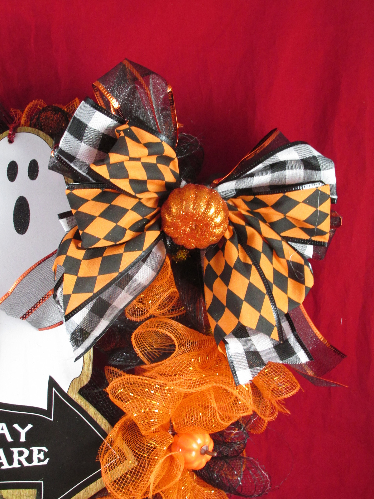 Fall Pumpkin Patch Deco Mesh Ribbon Wreath